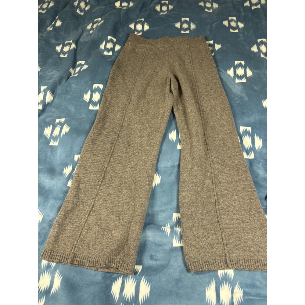 HM Merino Wool Blend Wide Leg Knit Pants Heather Brown Small Seam Detail